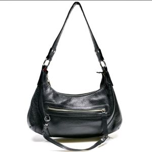 DANIER Black pebbled leather hobo. S/M